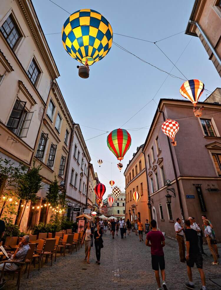 kolorowe balony w lublinie na starym mieście